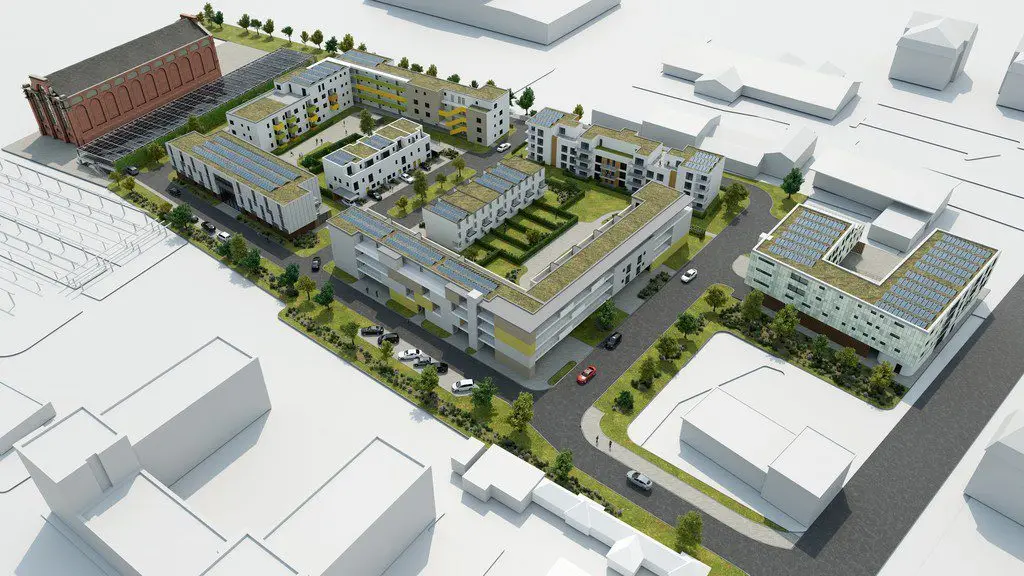 Samok Trier — Wohnquartier, Luftansicht des Projekts